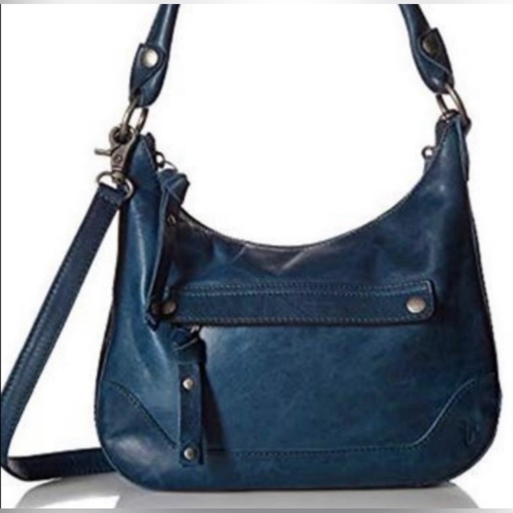 NWT FRYE Melissa Zip Hobo Crossbody Purse Shoulder Bag Leather Peacock Blue Teal